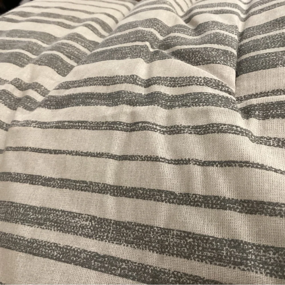 Threshold Rangeley Gray and White Striped Comforter